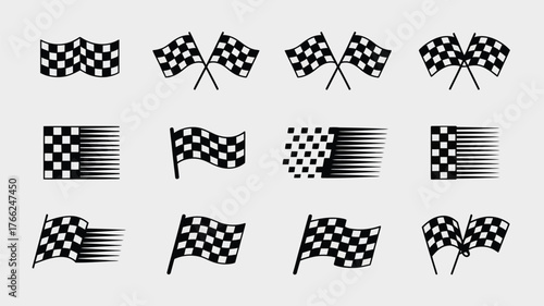 Checkered racing flags motion speed victory symbols checkered flag checkered pattern