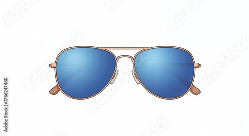 Cool Blue Aviator Sunglasses: A close-up shot of classic aviator sunglasses, boasting reflective blue lenses, the sunglasses radiate a sense of retro style and summer cool.