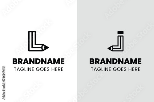 Letter L J Pencil Logo, symbolizing creativity, learning, and design