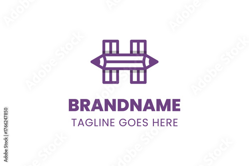 Letter H Pencil Logo, symbolizing creativity, learning, and design