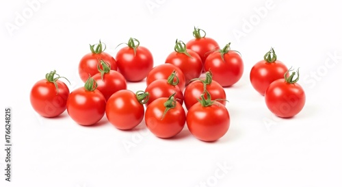 Illustration of fresh cherry tomatoes isolated on white background, ready to be eaten
