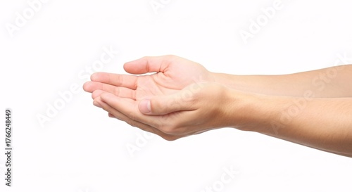 Illustration of open human hands isolated on white background, ready to receive something