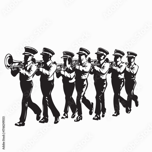Marching Band Parade Performance Vector Illustration on white background