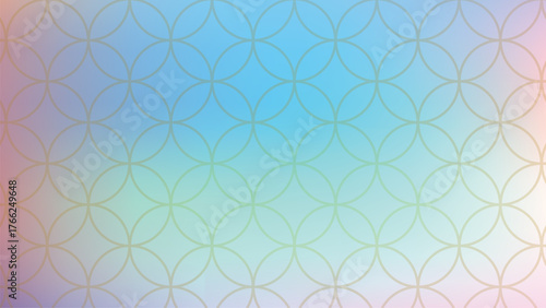 Soft Blue Sky Green Gradient With Repeating Golden Circle Pattern abstract