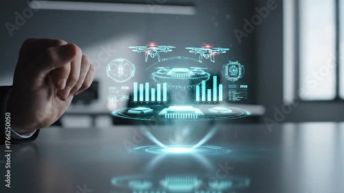 Wallpaper Mural Futuristic Drone Management System with Advanced Data Visualization and Analytics Torontodigital.ca