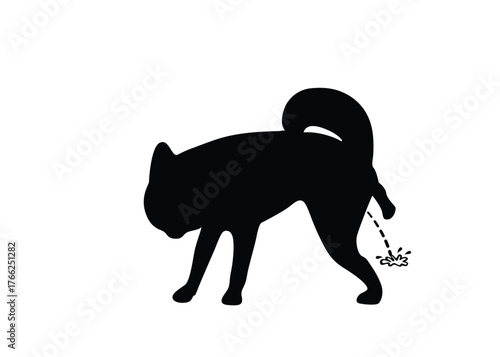 Dog marks its territory using urine scent. Vector illustration.