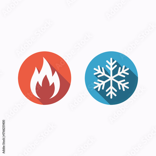 Opposing icons representing heat and cold