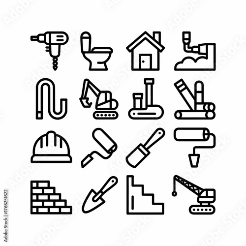 Construction and renovation icons set