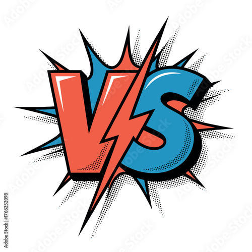 Comic book style versus symbol with lightning bolt