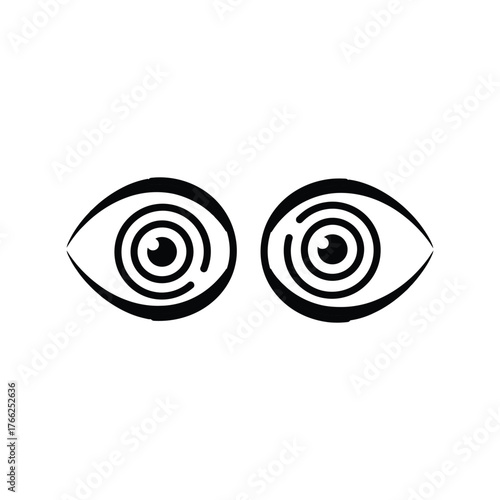 Abstract swirl pupil eyes surreal vision concept minimalist graphic design vector