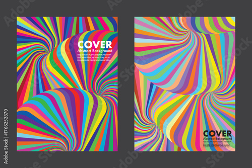 Abstract vector background with vibrant twisted stripes and dynamic motion lines, creating a bold modern visual for cover, poster, or digital artwork.