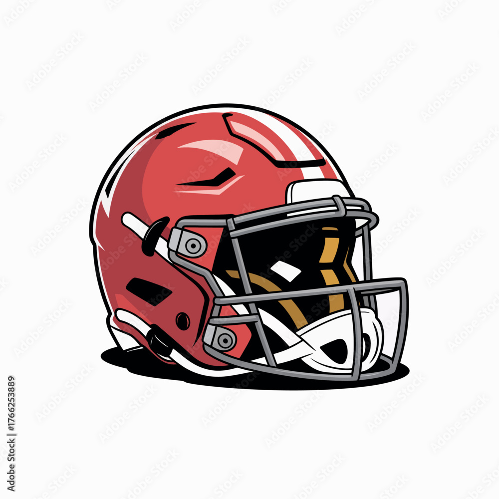 Fototapeta premium Red american football helmet with white face mask
