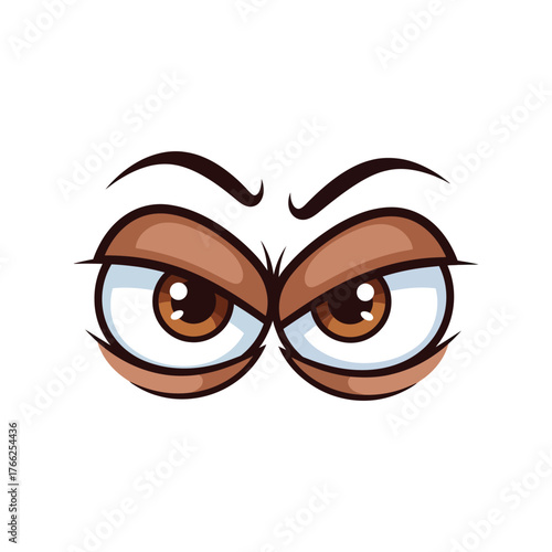 Intense cartoon eyes expressing anger frustration or suspicion with dramatic eyebrows vector