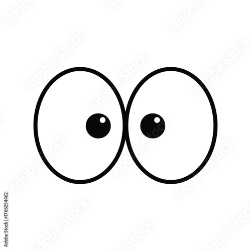 Cartoon eyes looking sideways curious expression playful animation graphic element vector