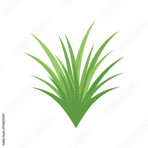 Vibrant green grass blades clump isolated vector illustration lush natural growth fresh vegetation vector