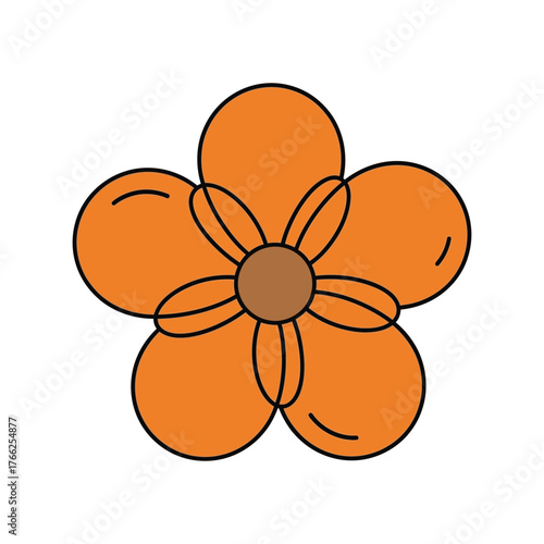 Stylized orange flower illustration simple organic shape nature element isolated vector