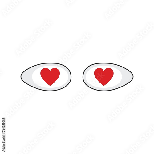 Expressive eyes with red hearts symbolizing love and emotion simple icon vector