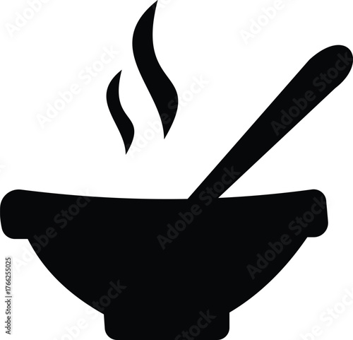 Steaming Hot Soup Bowl and Spoon Icon Design