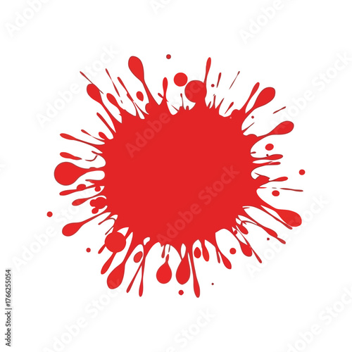 Vibrant red ink splatter splash abstract paint explosion burst liquid design element vector