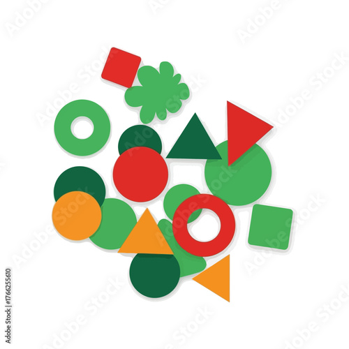 Colorful geometric shapes abstract scattered playful learning icons background creative design elements vector