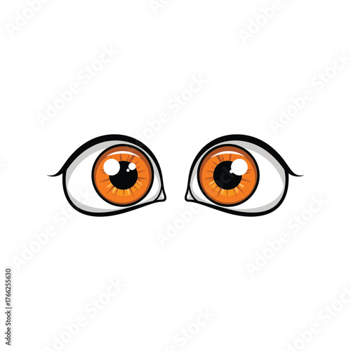 Vivid orange cartoon eyes with detailed irises and pupils staring forward expression vector