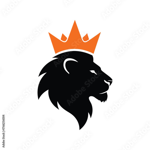 Majestic lion head silhouette with crown symbolizing royalty power strength leadership authority vector