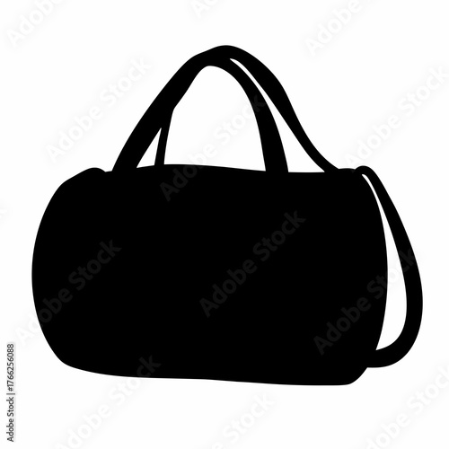 Stylized Black Silhouette of a Classic Duffel or Gym Bag with Handles
