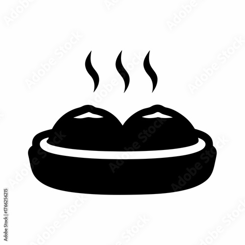Steaming dumplings served in a bowl illustration icon isolated on white background
