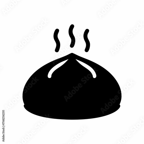 Delicious and Steaming Chinese Dumpling or Bao Icon Illustration