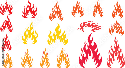 Creative Vector Set of Stylized Fire and Flame Graphics