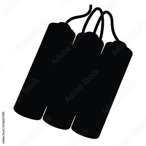Cartoon image of three dynamite sticks placed at an angle on white
