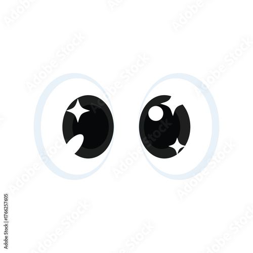 Cute adorable big cartoon eyes wide open sparkling innocent expression vector illustration vector