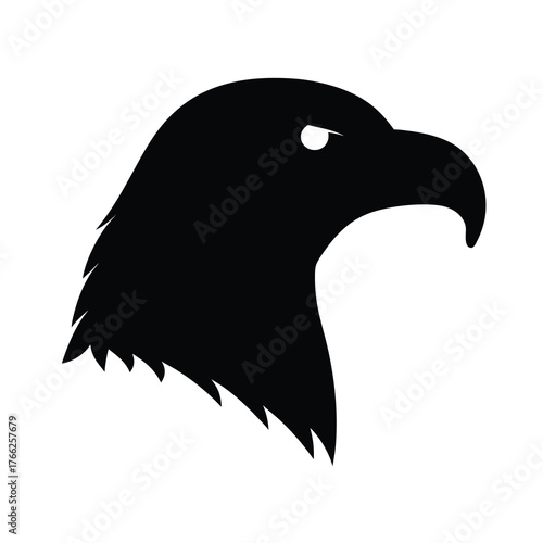 Sleek black and white illustration of an eagle's head, a symbol of power