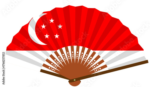 東南アジア　シンガポール　国旗　扇子　和風