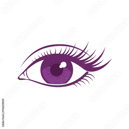 Vibrant purple eye with long lashes elegant beauty concept vector