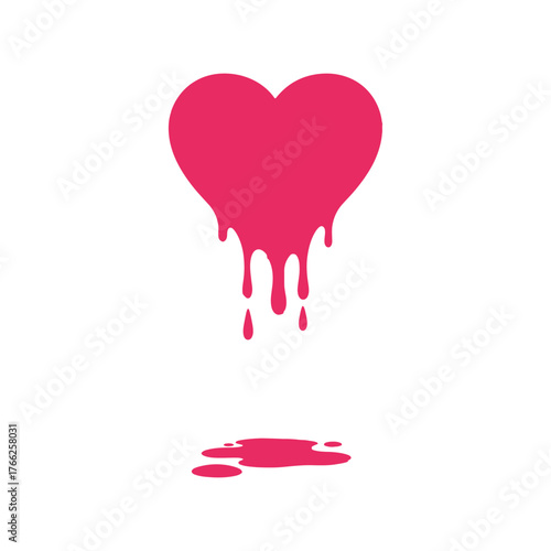 Melting heart symbol dripping red liquid symbolizing broken love pain sadness emotional distress vector