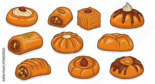 Assorted Turkish Delight pastries collection