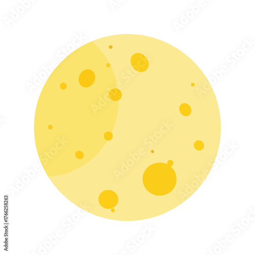 Whimsical moon cheese illustration simple flat design vector food celestial body astronomy concept vector