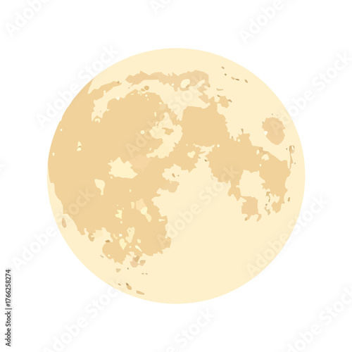 Stylized illustration of a luminous full moon with craters depicting a celestial celestial body in the night sky vector