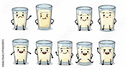 Glass of milk characters with transparent background