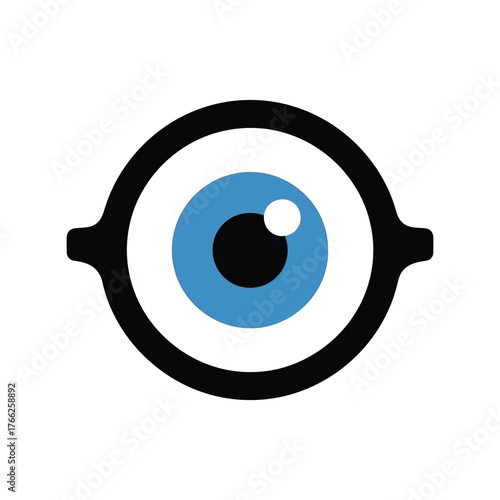 Stylized eye illustration with glasses symbolizing vision health and optical care vector