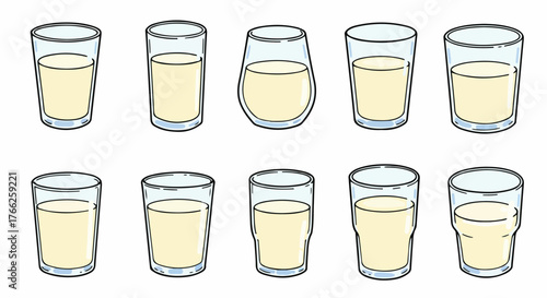 Glasses with varying levels of liquid drink