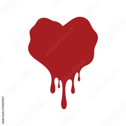 Abstract bleeding red heart shape dripping liquid symbol love passion emotion medical healthcare danger vector