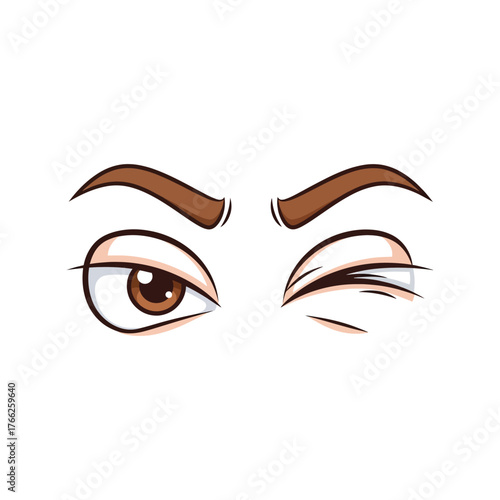 Expressive cartoon eyes winking and looking curious conveying emotion and personality in illustration style vector
