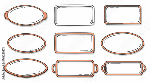 Ceramic baking dishes set with transparent background