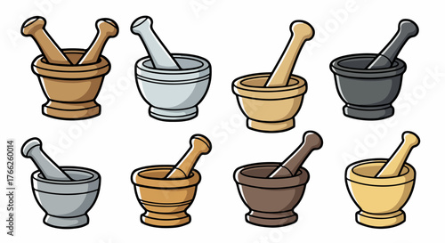 Mortar and pestle set in various colors