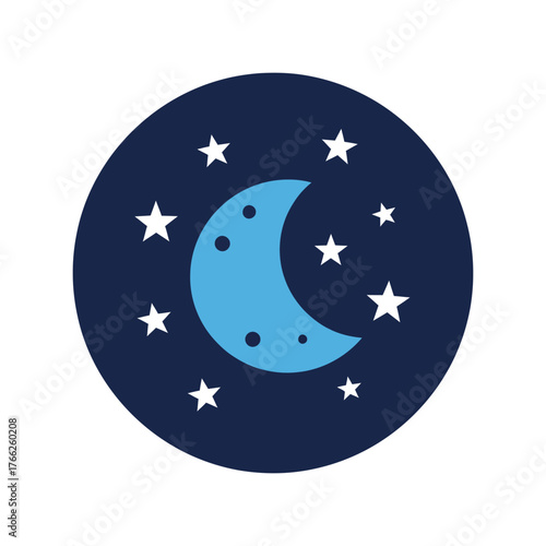 Cute crescent moon and stars night sky illustration for sleep and dream themes vector