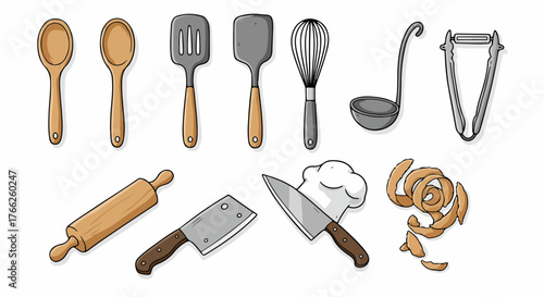 Cooking utensils and baking tools collection