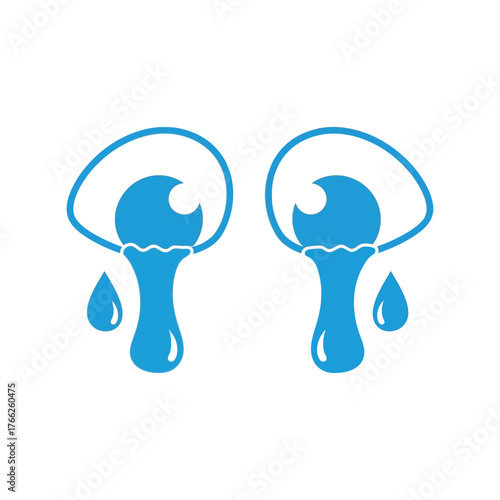 Emotive crying eyes icon illustration sadness emotional expression painful tears vector art vector