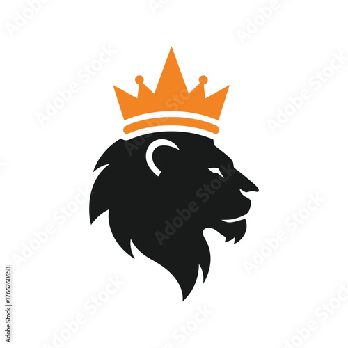 Majestic lion head with regal golden crown emblem symbol logo design vector